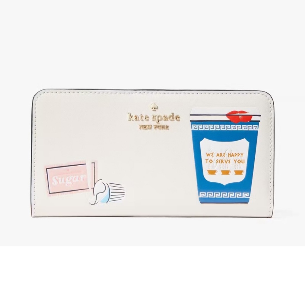 ☕️ Kate Spade Coffee Break Continental Wallet – Cream Multi ☕️